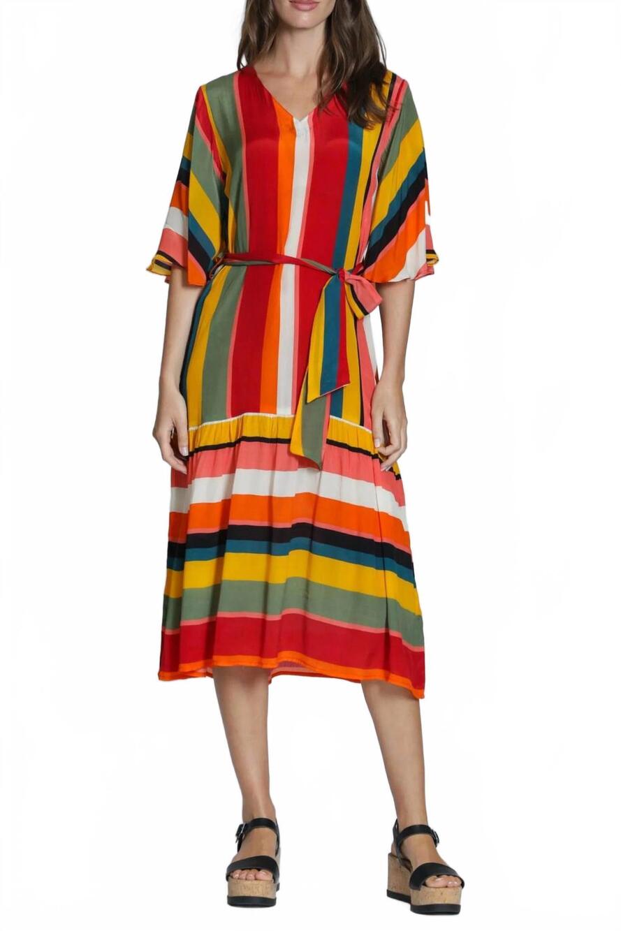 NEW APNY women's striped maxi dress in orange/olive